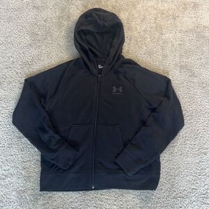 Under Armour Storm Hoodie Mens Medium Loose Black Logo Full Zip Pockets